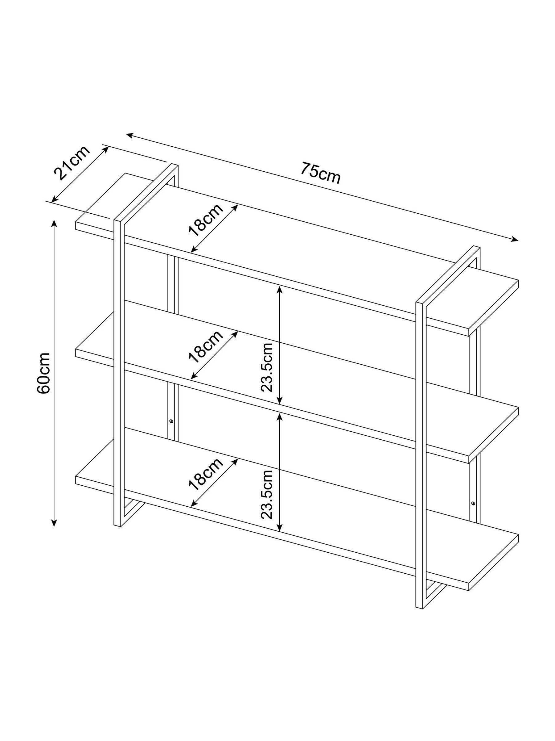 Dark Bronx wide 3 tier wall shelves 75cm (British brand)