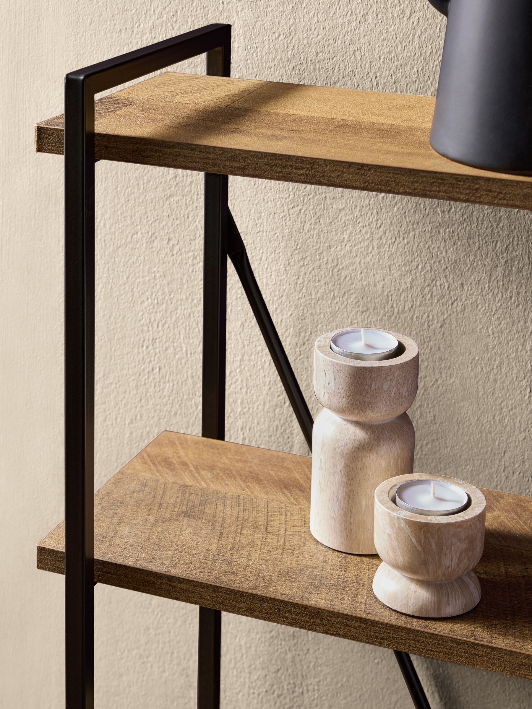 Bronx 5 tier wall shelves dark wood effect (British brand)