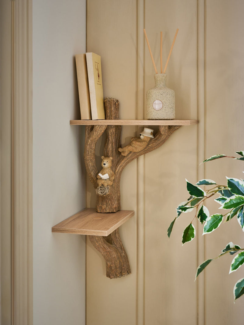 Natural Bertie Bear corner shelf - British product