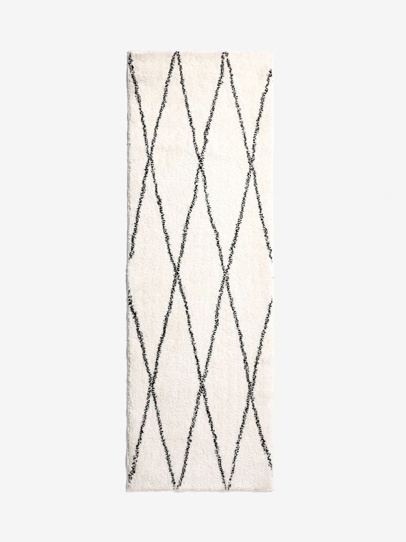 Monochrome washable Berber runner rug 200cm - British product