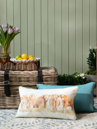 Next Voyage Maison Orange Highland Cattle Outdoor Cushion- Buy online at McGrocer