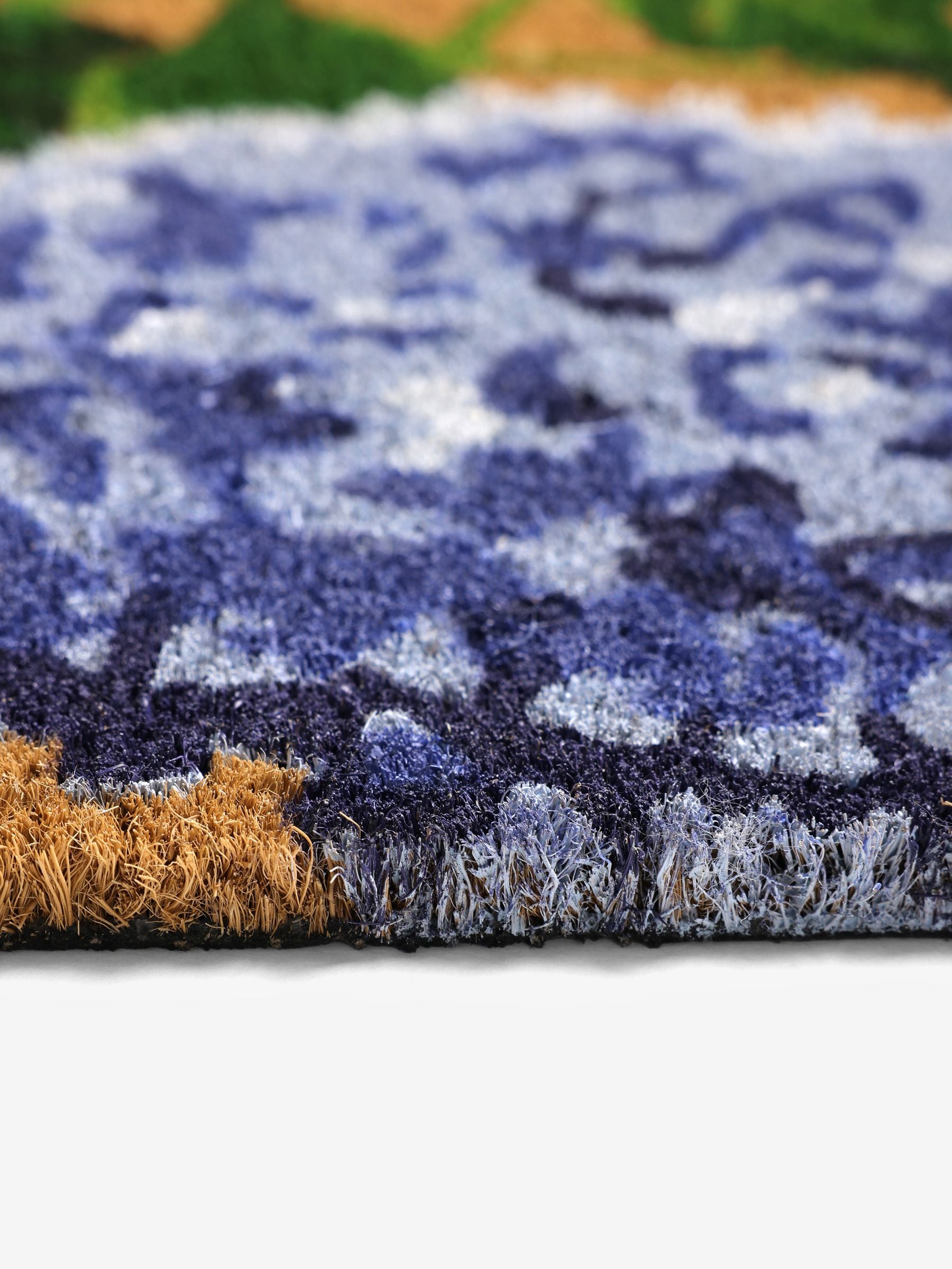 Blue Hydrangea Floral coir doormat, various sizes (British brand)