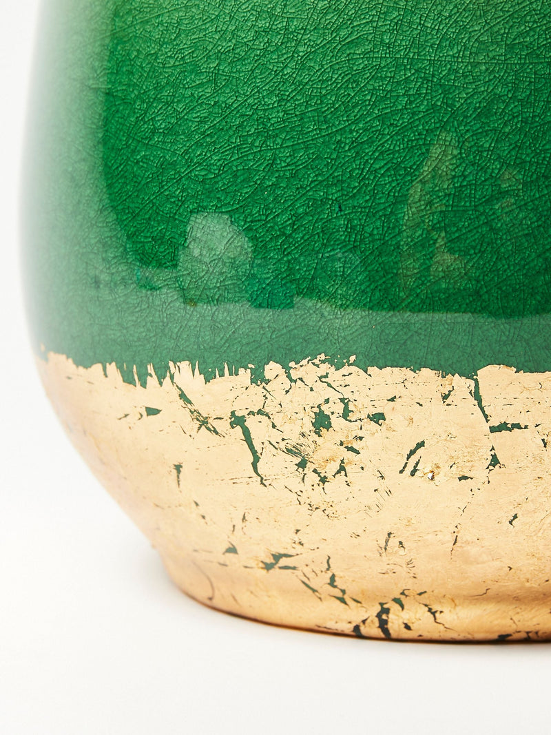 Oliver Bonas Green/Gold Palmer Foil Plant Large Pot
