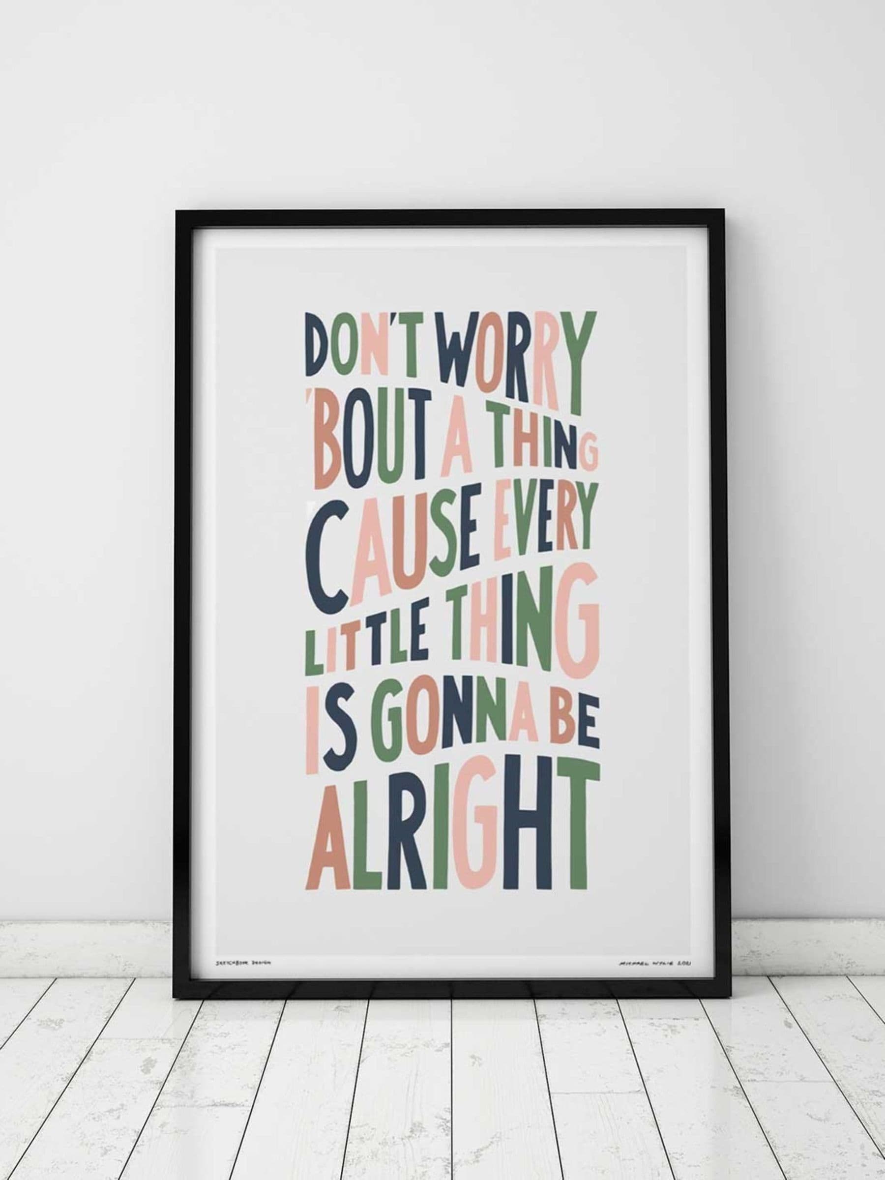 Sketchbook Design hand-drawn typography print A3 black frame, imported from the UK