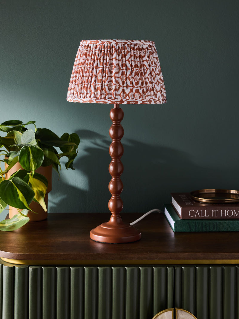 Clarke and Clarke Rust Brown Giverny Cetara Bobbin Table Lamp