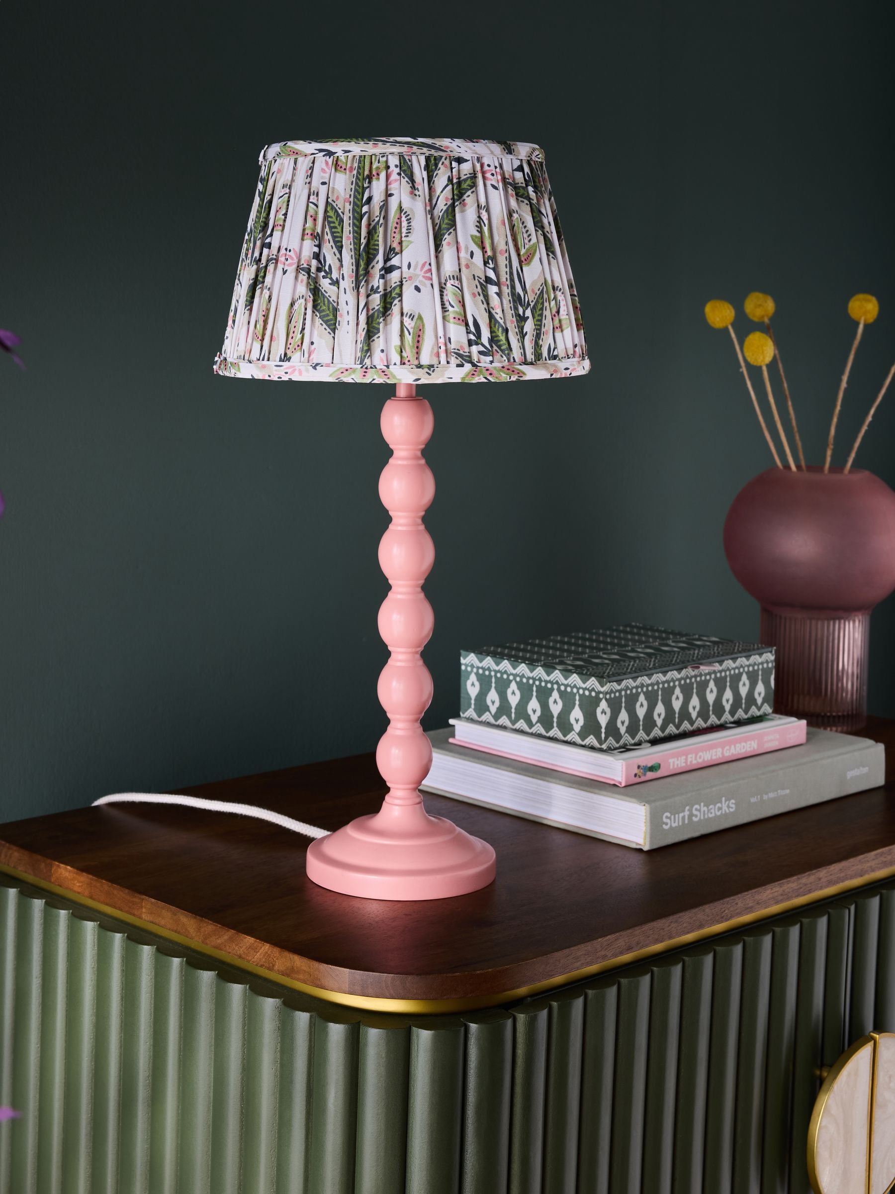 Clarke and Clarke Pink Attingham Cetara Bobbin Table Lamp