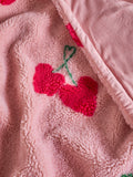 Pink Cherries Borg Fleece Throw, British product