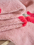 Pink Cherries Borg Fleece Throw, British product