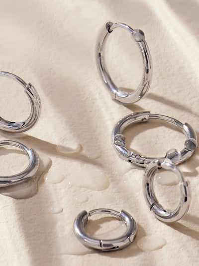 Next Silver Tone Waterproof Stainless Steel Graduated Huggie Hoop Earrings 3 Pack- Buy online at McGrocer