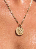 Gold tone waterproof stainless steel hammered disc necklace, UK version