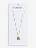 Gold tone waterproof stainless steel hammered disc necklace, UK version