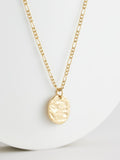 Gold tone waterproof stainless steel hammered disc necklace, UK version