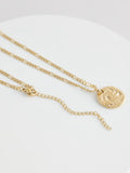 Gold tone waterproof stainless steel hammered disc necklace, UK version