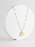 Gold tone waterproof stainless steel hammered disc necklace, UK version