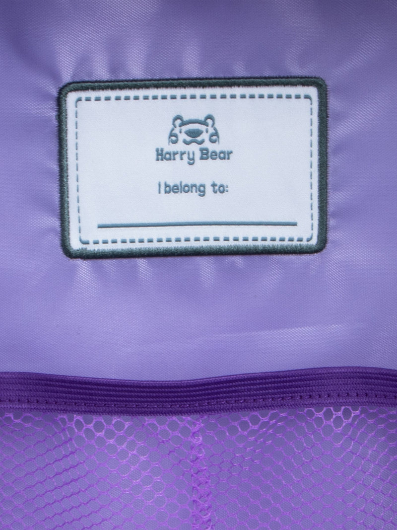 Harry Bear purple unicorn backpack with pom pom keyring, UK version