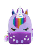 Harry Bear purple unicorn backpack with pom pom keyring, UK version