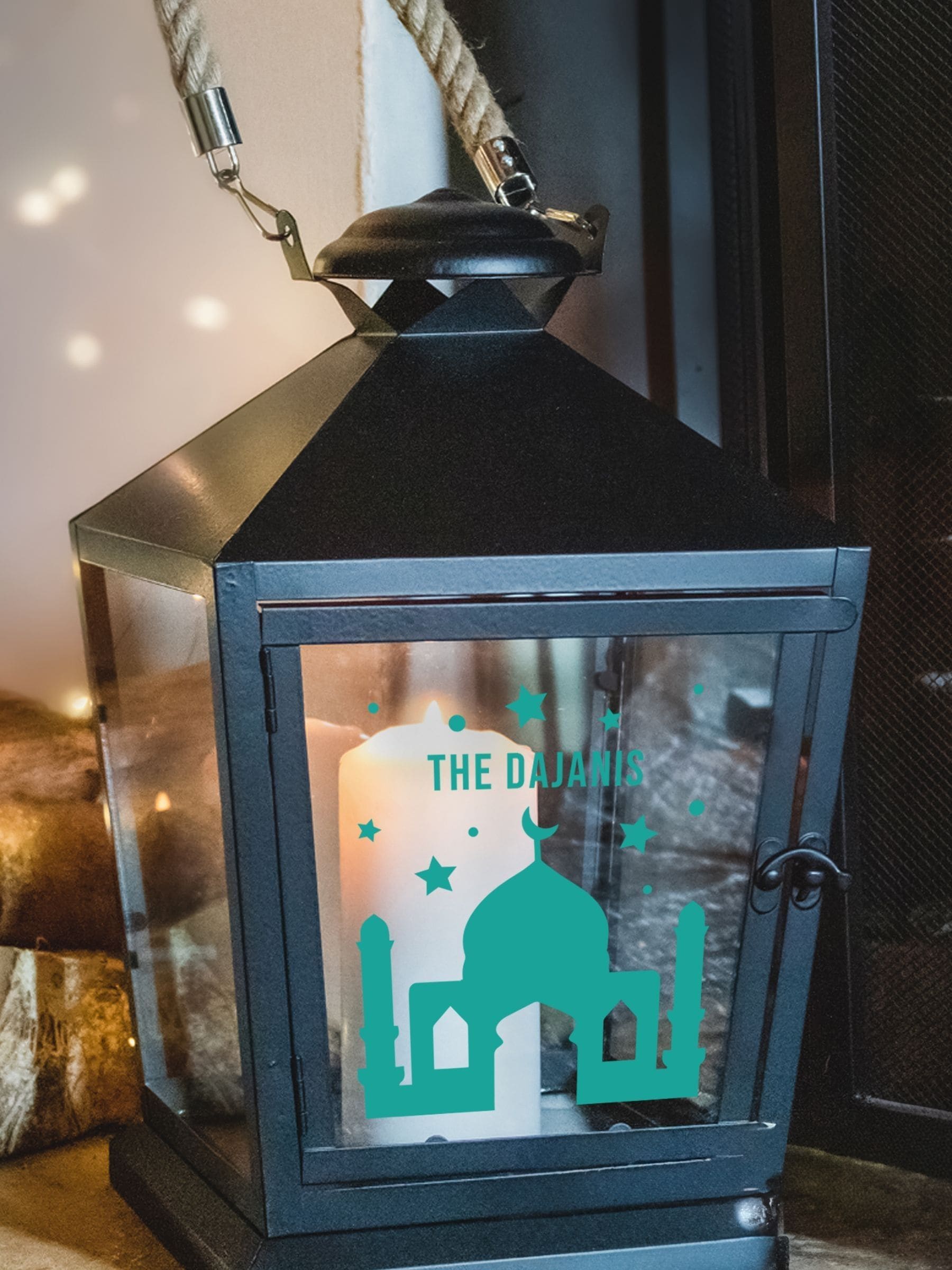 Jonnys Sister Personalised Eid Large Lantern Candle Holder, imported from the UK