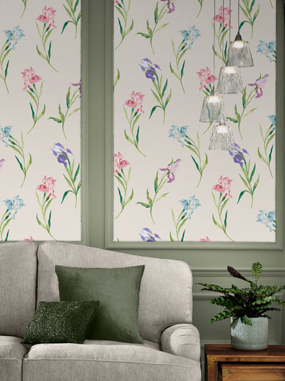 Next Laura Ashley Soft Natural Hawling Irises A4 Wallpaper Sample- Buy online at McGrocer