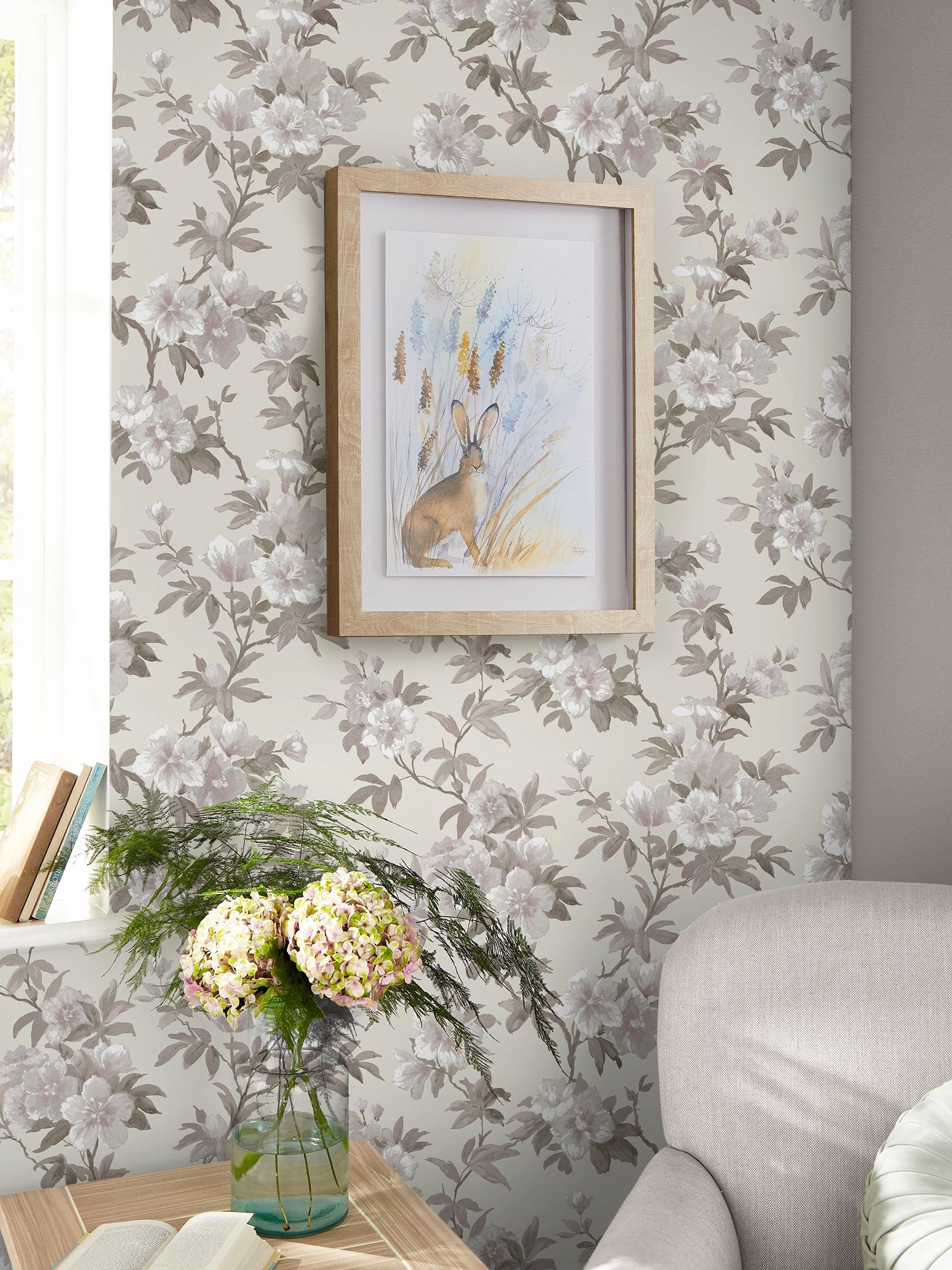 Laura Ashley Natural Rosamund A4 Wallpaper Sample