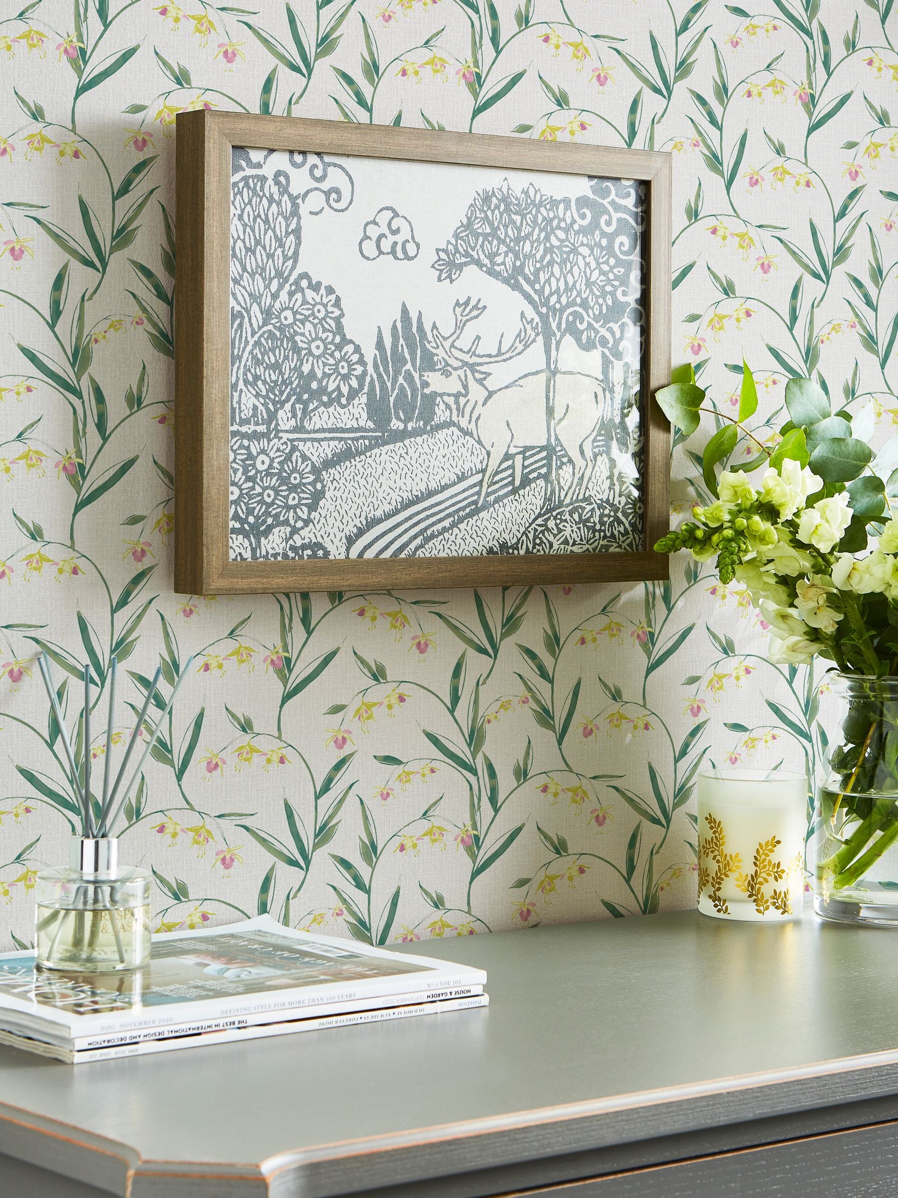 Laura Ashley wallpaper sample Fulwell Fuchsia A4, UK version