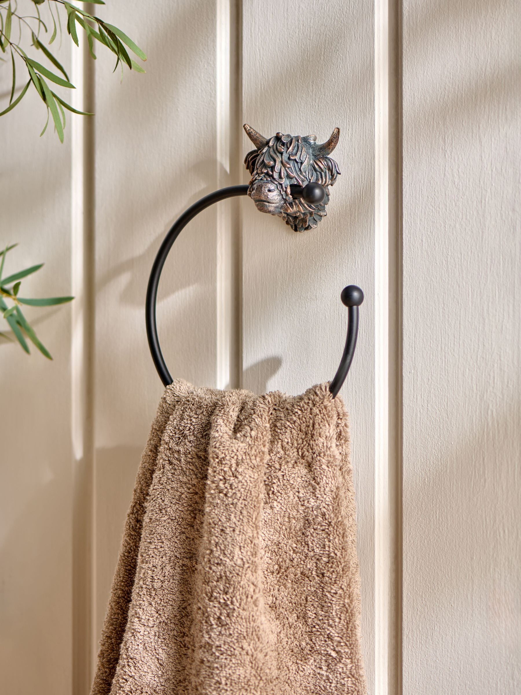 Hamish towel ring bronze resin backplate, imported from the UK