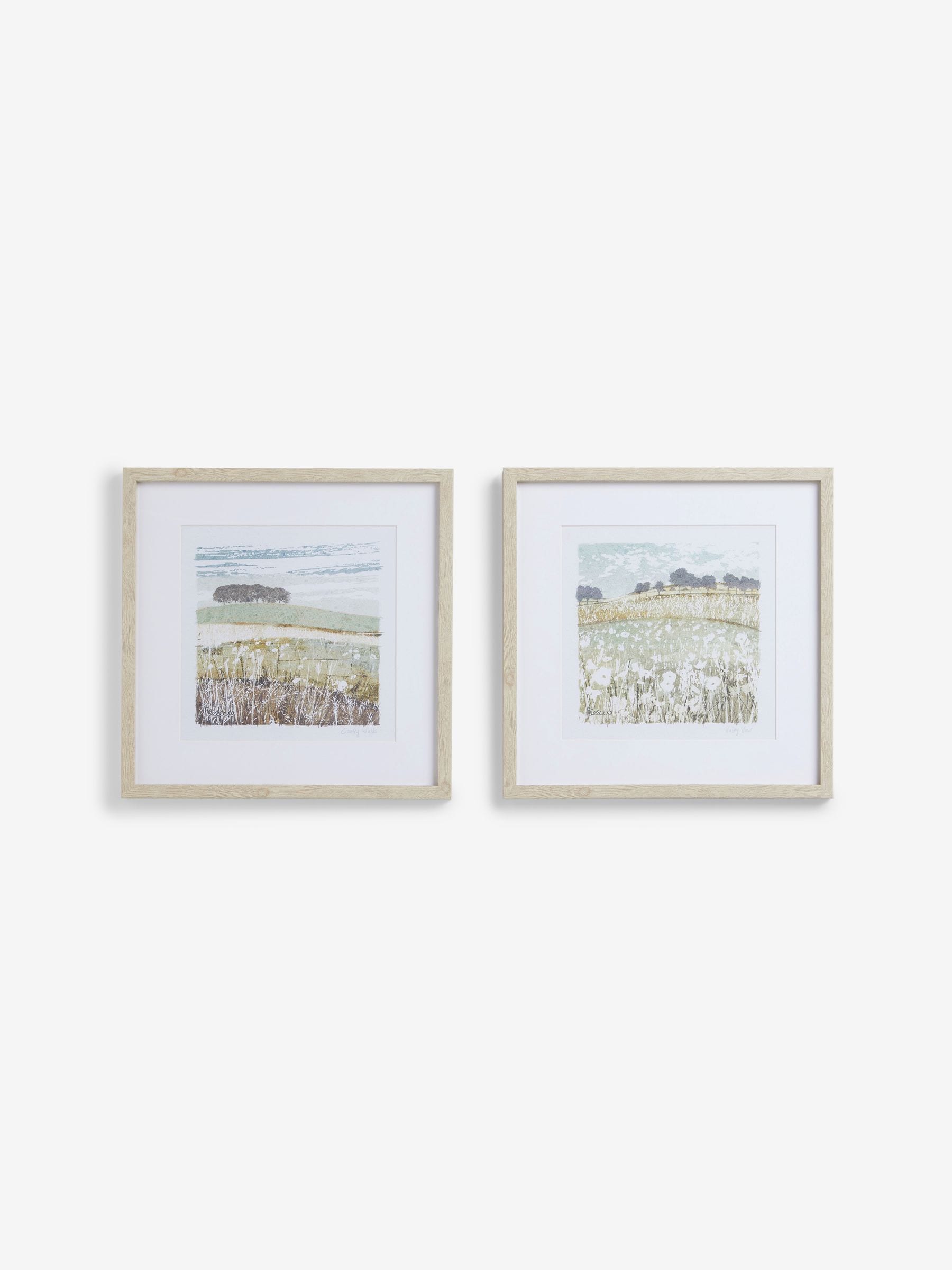 Set of 2 Green Landscape Framed Print Wall Arts