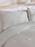 Grey heart tuft and embroidery duvet cover set, UK version