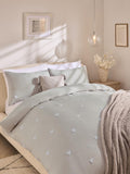Grey heart tuft and embroidery duvet cover set, UK version