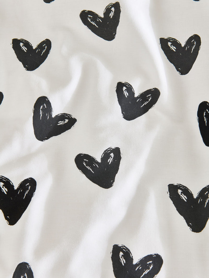 Black and white reversible duvet cover and pillowcase set - British product