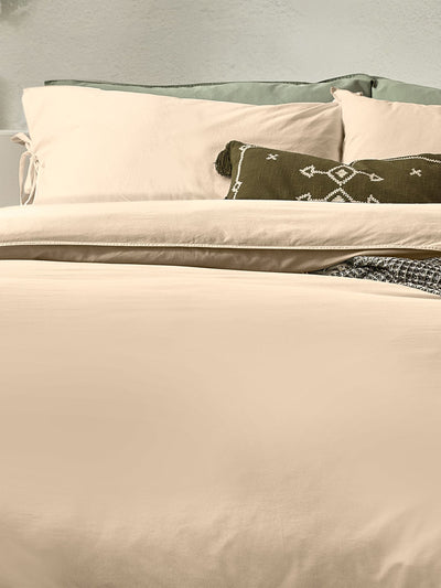Next Yard Natural Mallow Bow Tie 100% Cotton Duvet Cover and Pillowcase Set- Buy online at McGrocer