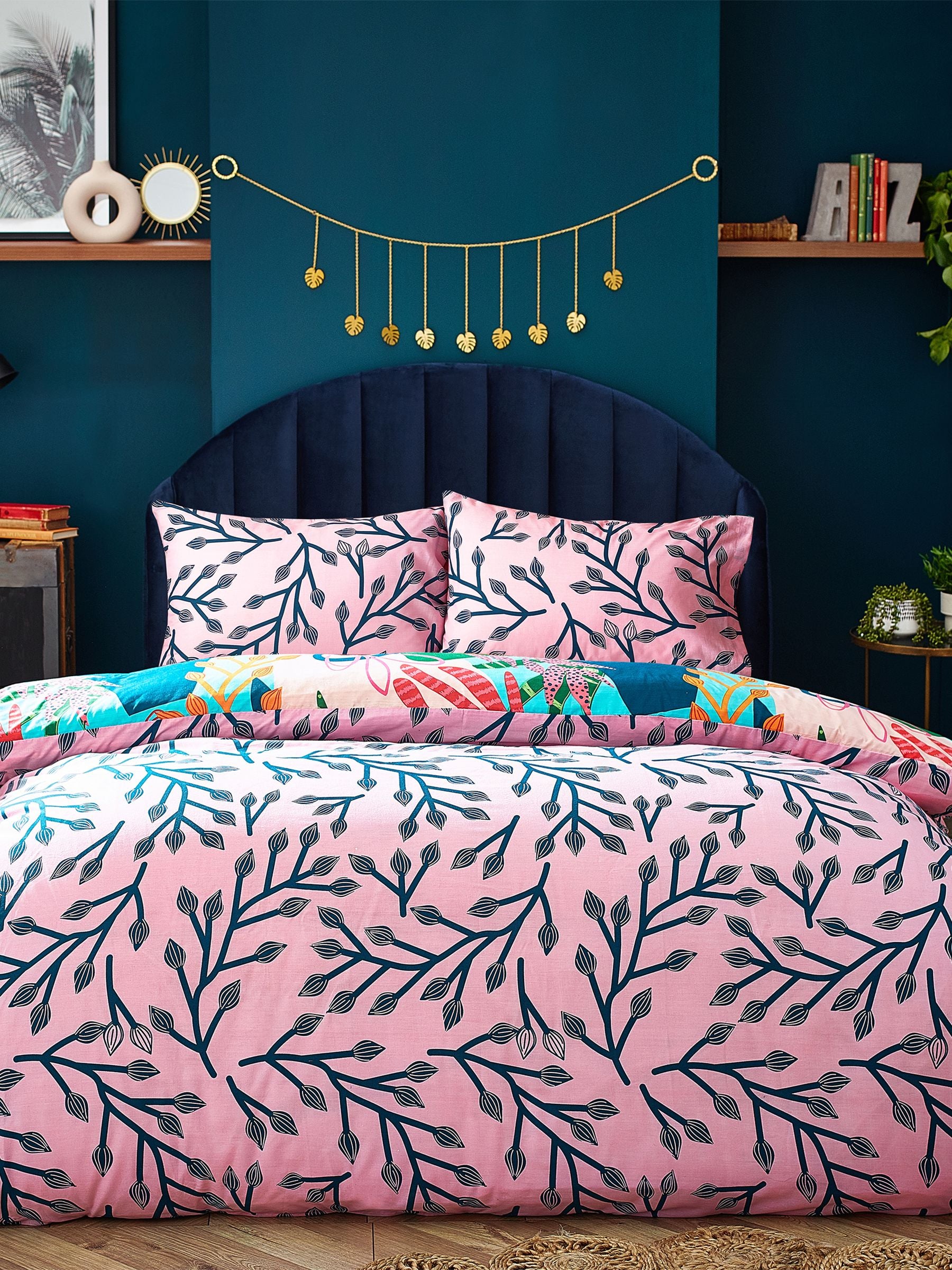 Furn Coralina reversible tropical duvet cover and pillowcase set - British product