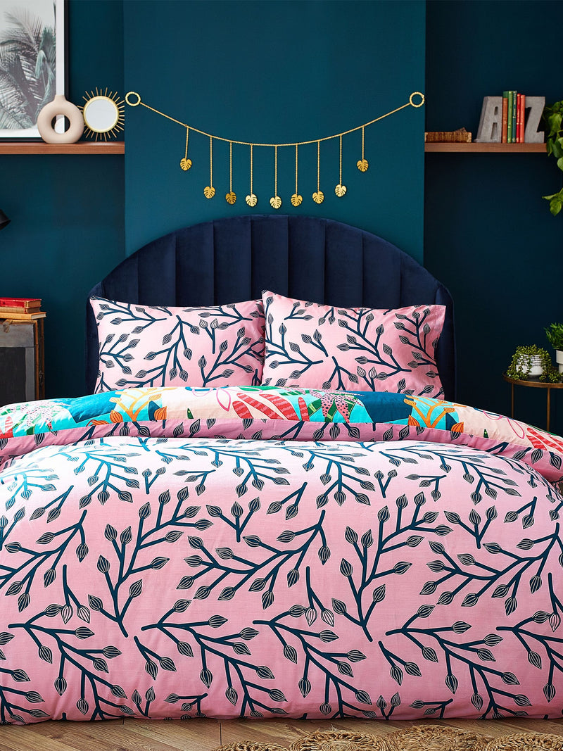 Furn Coralina reversible tropical duvet cover and pillowcase set - British product
