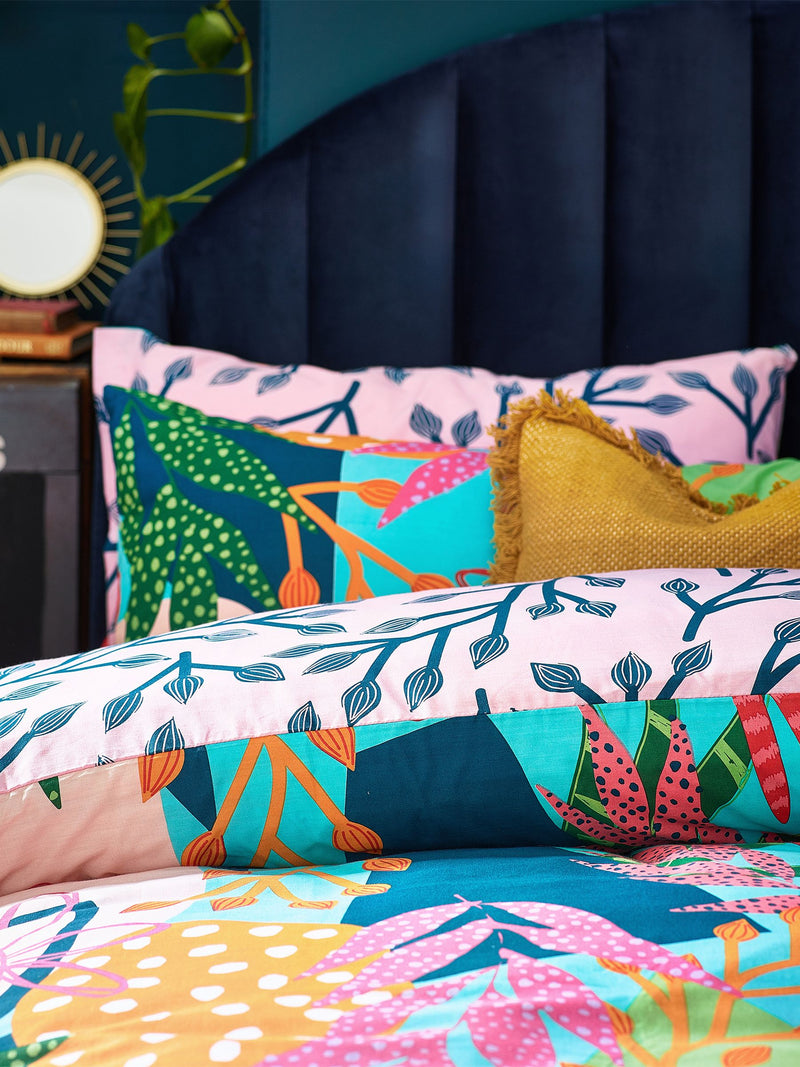 Furn Coralina reversible tropical duvet cover and pillowcase set - British product