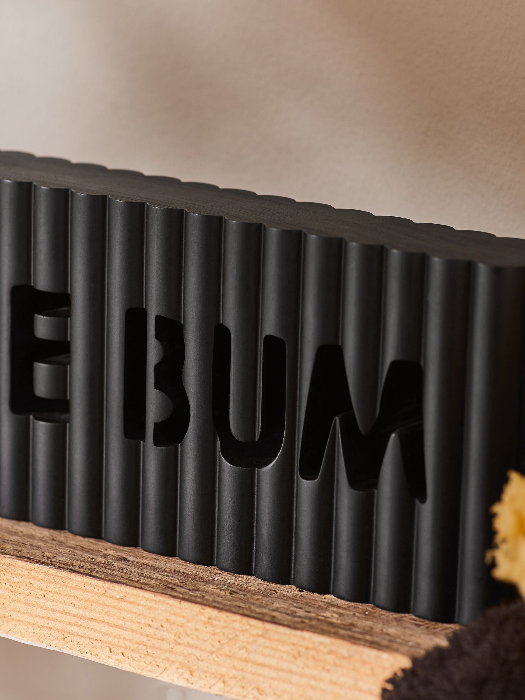 Rib word block ornament with Nice Bum slogan, imported from the UK