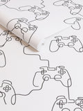 Gamer doodle wallpaper sample A4 black and white (British brand)