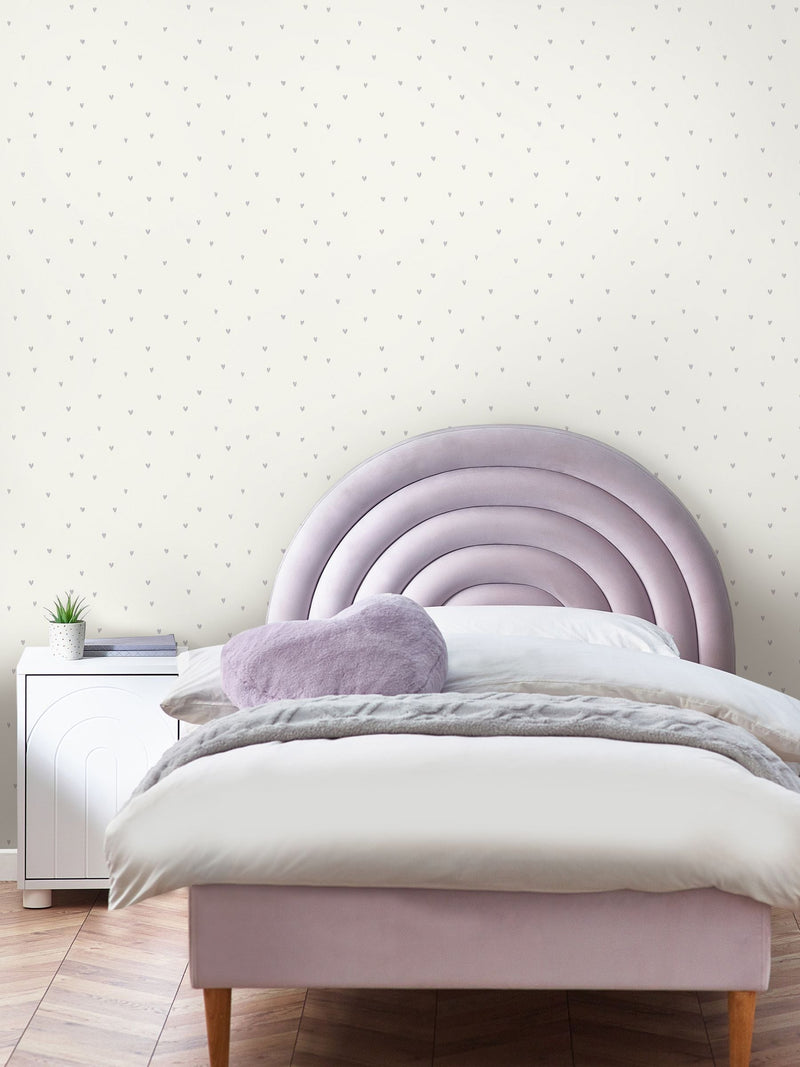 Lilac Ditsy Heart A4 wallpaper sample (British brand)