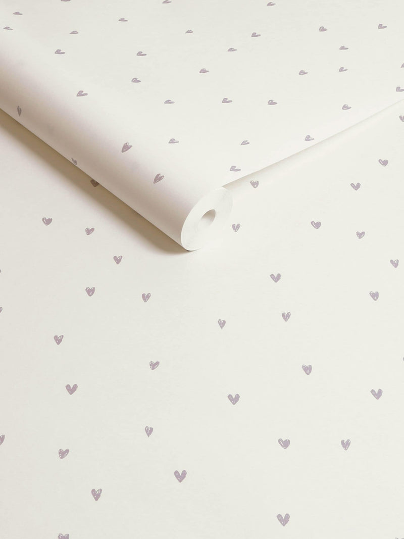 Lilac Ditsy Heart A4 wallpaper sample (British brand)