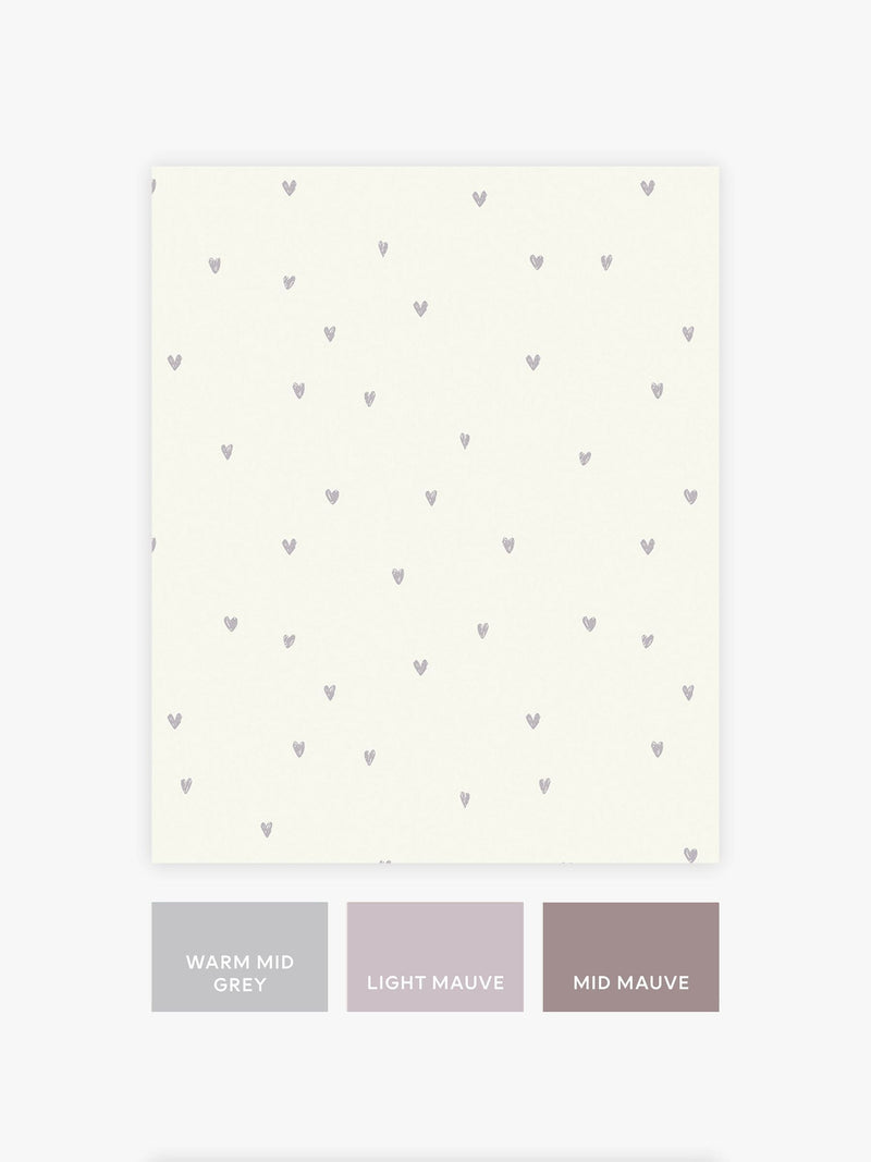 Lilac Ditsy Heart A4 wallpaper sample (British brand)