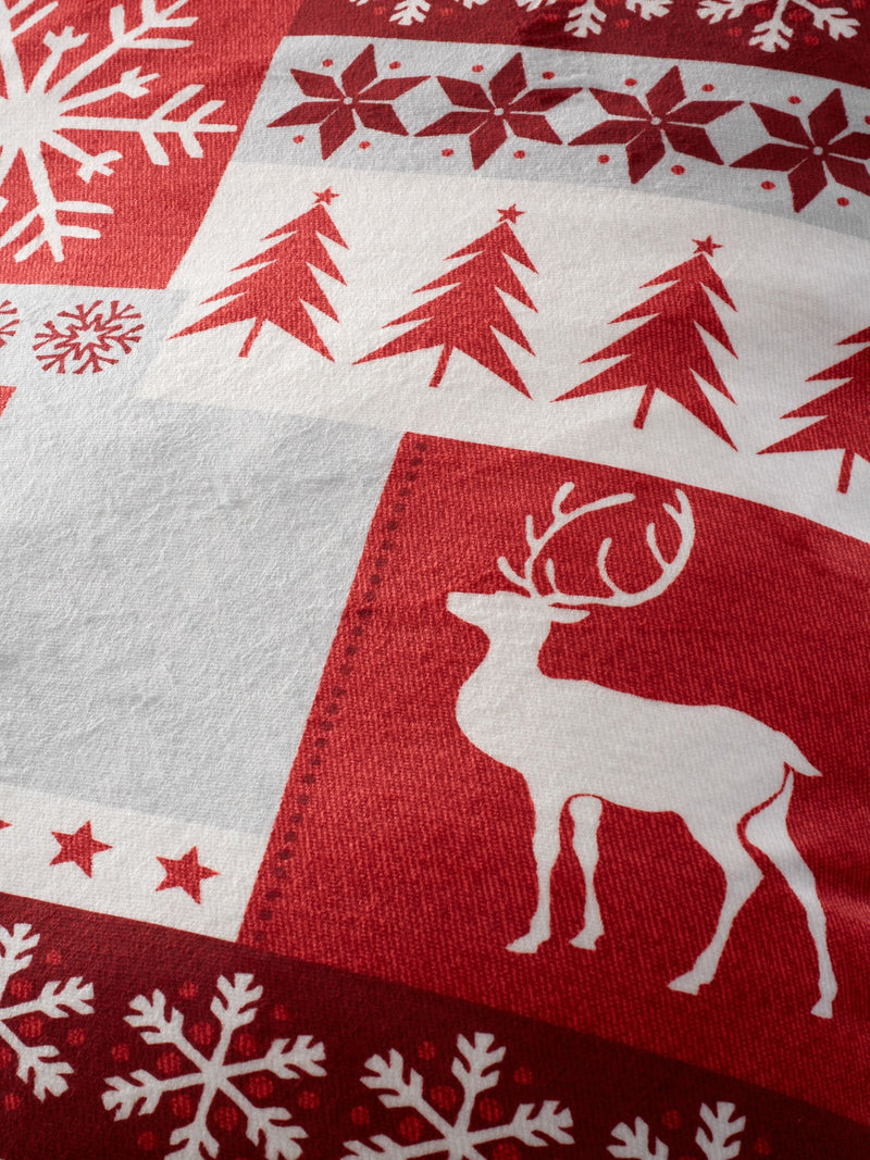 Red Fairisle Patchwork Plush Christmas Duvet Cover Set - British product