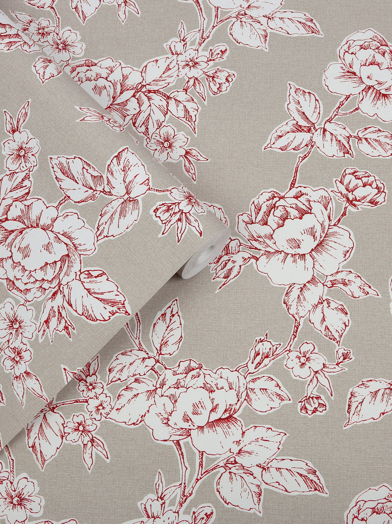 Laura Ashley Dark Dove Grey Pollington Roses wallpaper 10M, UK version