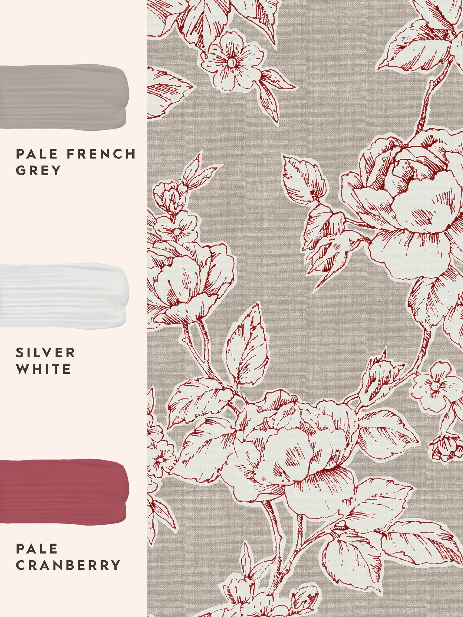 Laura Ashley Dark Dove Grey Pollington Roses wallpaper 10M, UK version