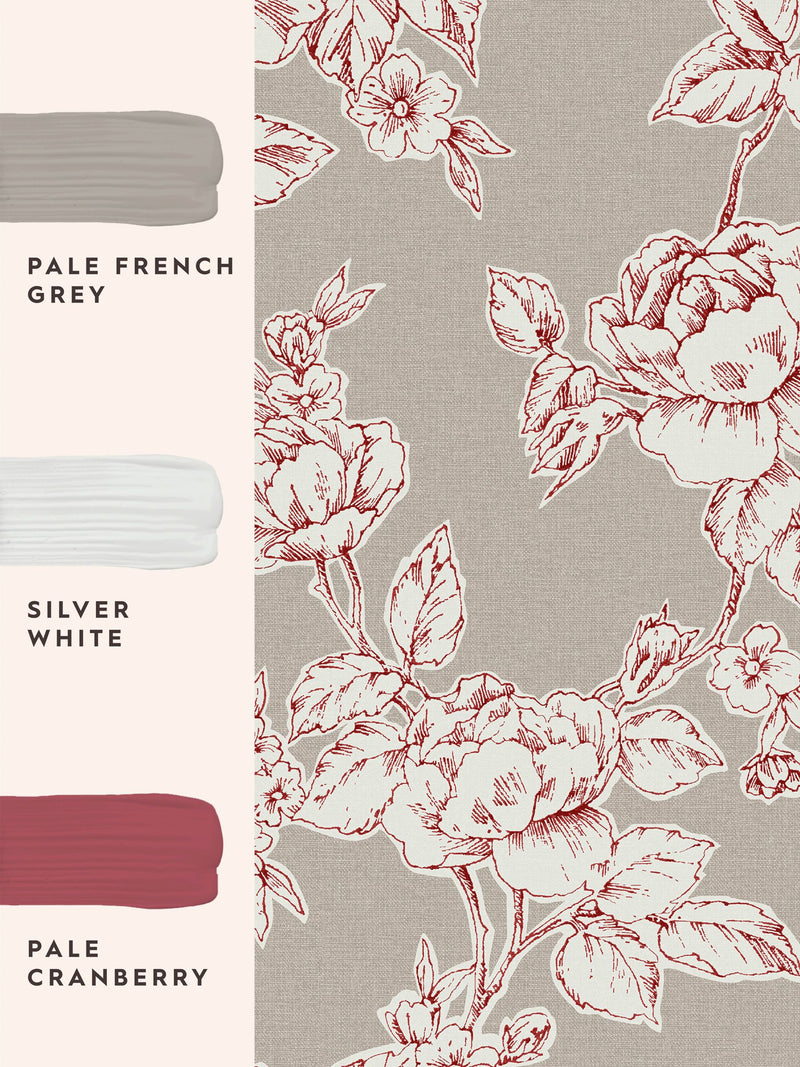 Laura Ashley Dark Dove Grey Pollington Roses wallpaper 10M, UK version