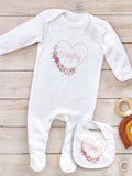 Little Years personalised pink heart baby bib - British product