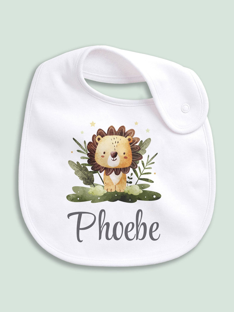 Little Years Personalised Lion Cub Baby Bib, imported from the UK
