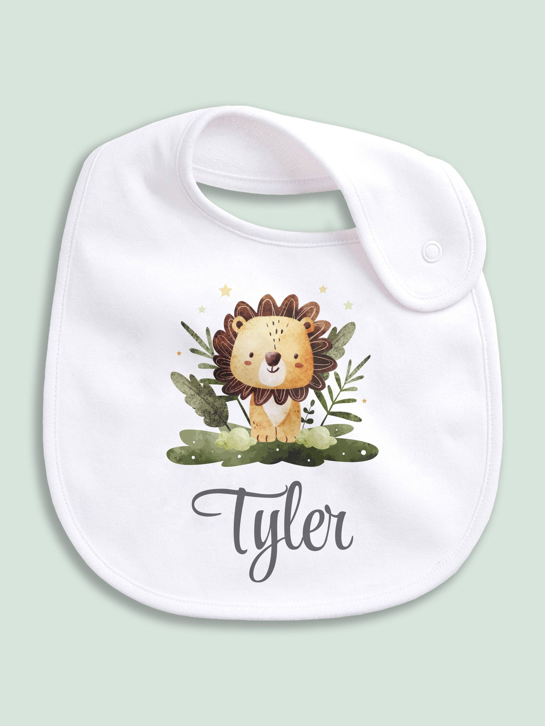 Little Years Personalised Lion Cub Baby Bib, imported from the UK