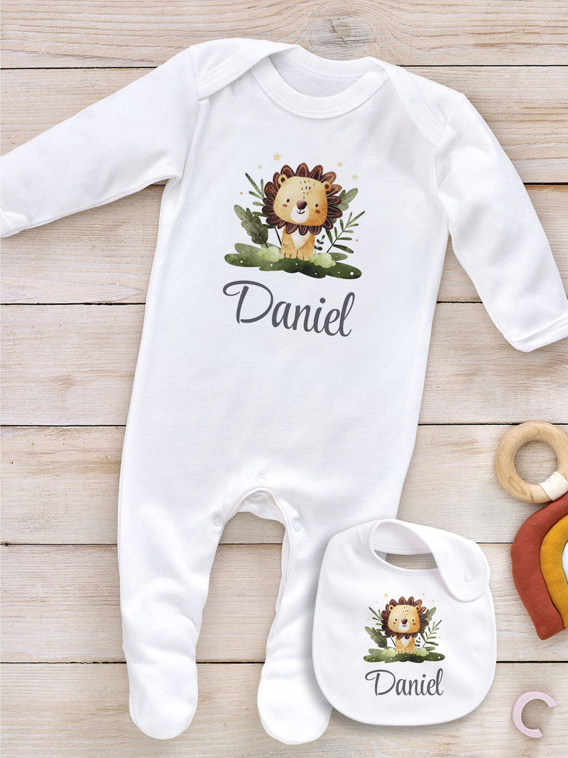 Little Years Personalised Lion Cub Baby Bib, imported from the UK