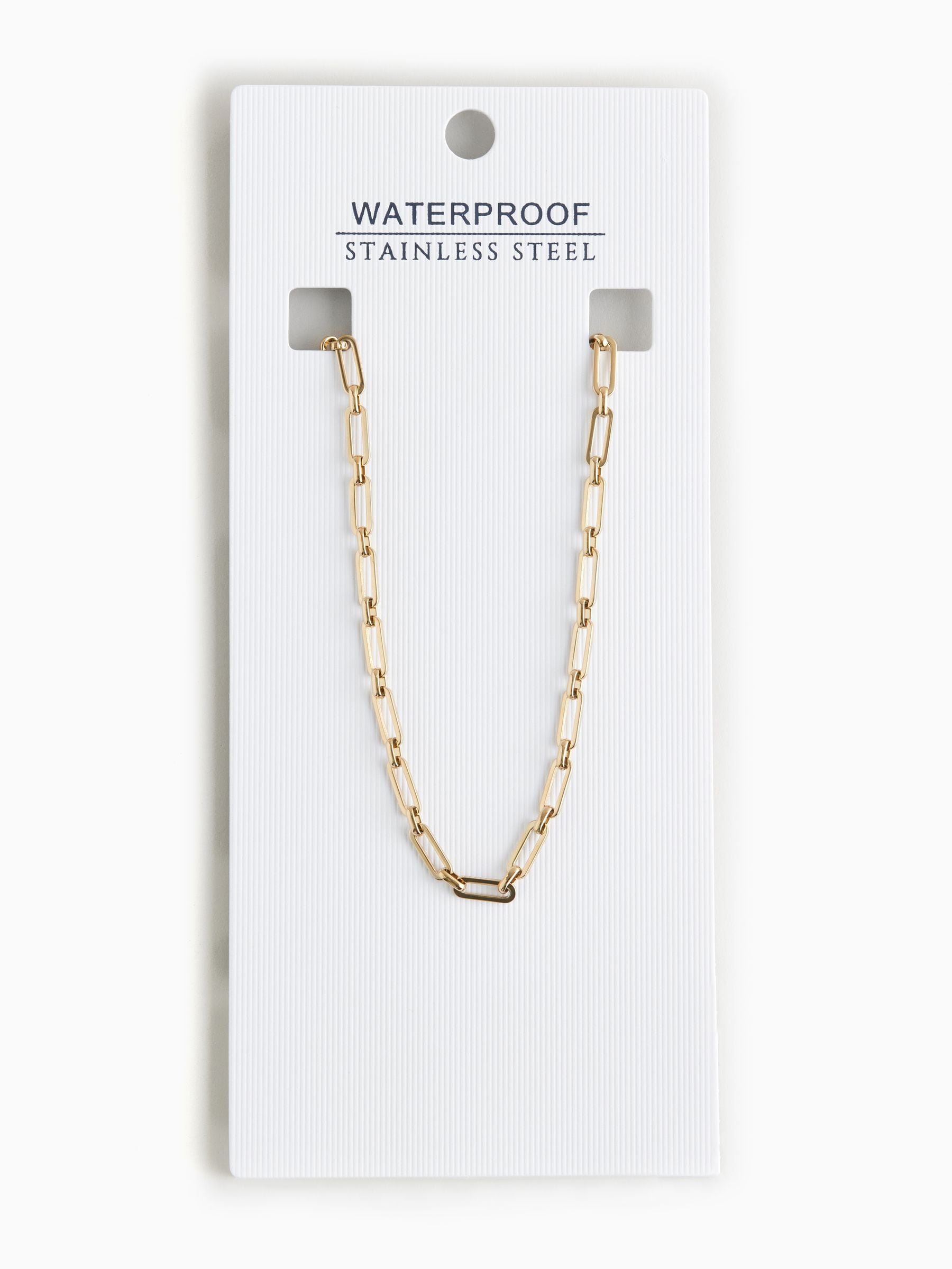 Gold tone stainless steel paperclip chain necklace, UK version