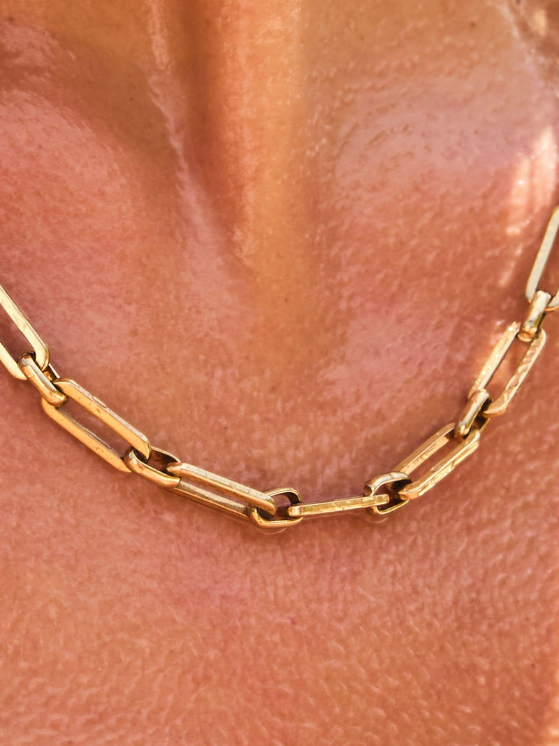 Gold tone stainless steel paperclip chain necklace, imported from the UK