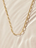 Gold Tone Stainless Steel Waterproof Paperclip Chain Necklace