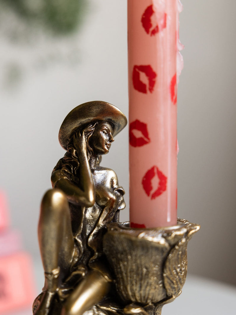 Rockett St George gold cowgirl candle holder 15cm, imported from the UK